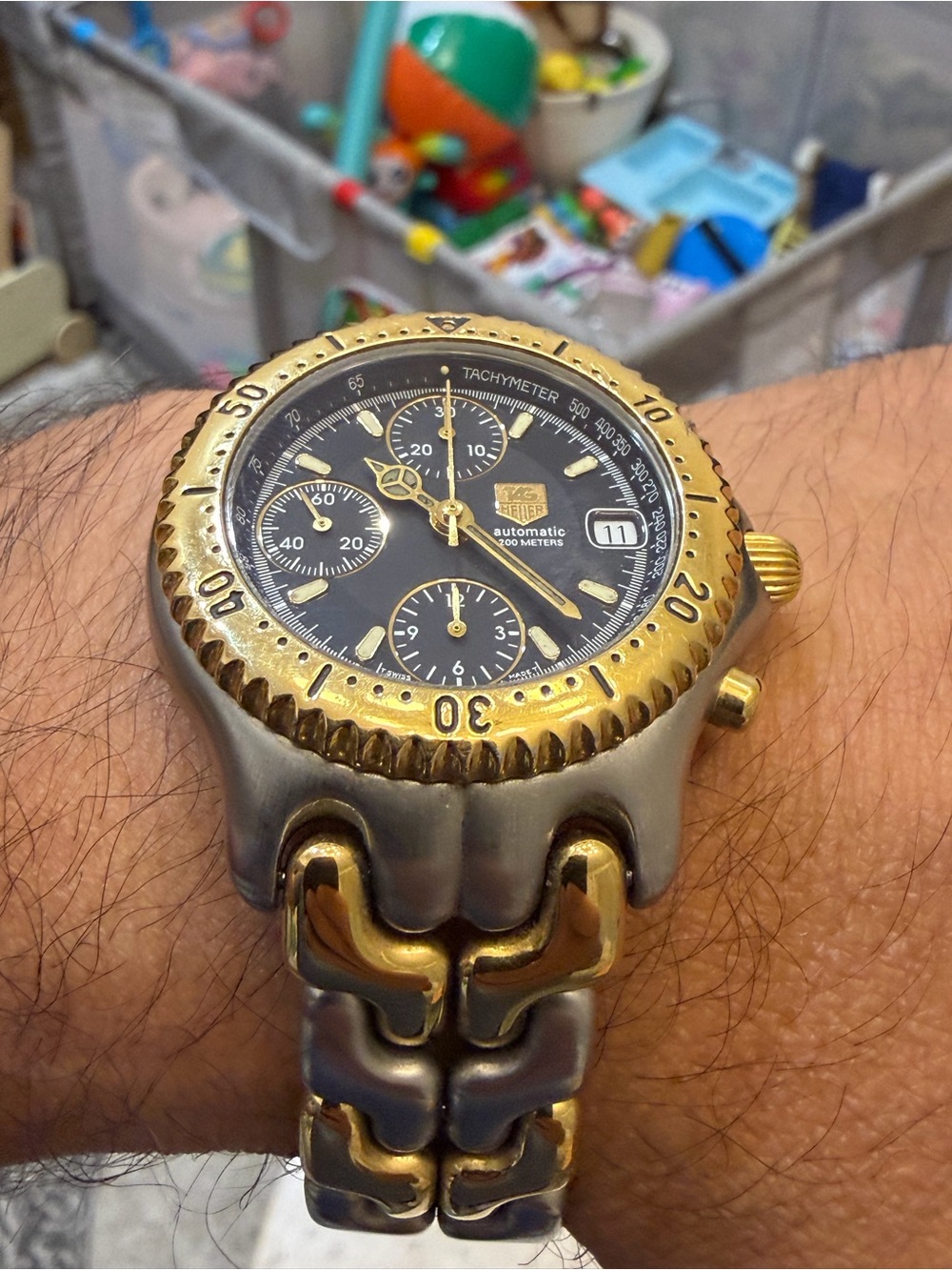 TAG Heuer S/el Automatic Chronograph CG2121-R0 Two-Tone Black Dial 39mm Men's - Picture 3 of 16